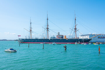 HMS Warrior battle ship at port of Portsmouth, England © dudlajzov