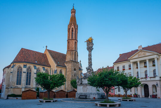 Sunrise view of the fire tower in Sopron, Hungary