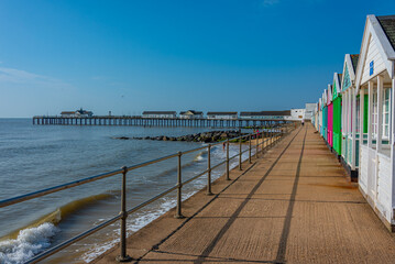 Obraz premium Colourful changing rooms at Southwold in England