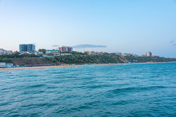 Fototapeta premium Sunset view of a beach in Bournemouth, England