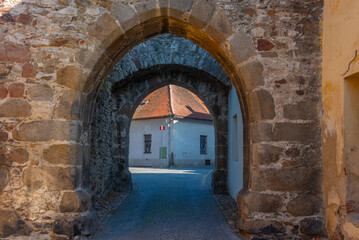 Fototapeta premium Colourful houses in Czech town Horazdovice