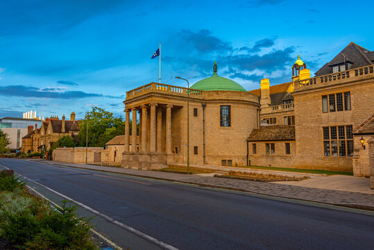 Sunset view of Rhodes house at Oxford, England
