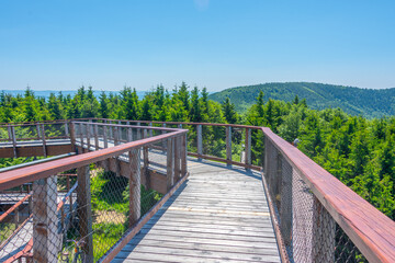 Obraz premium Stezka Valaska observation tower in Beskydy mountains, Czech rep
