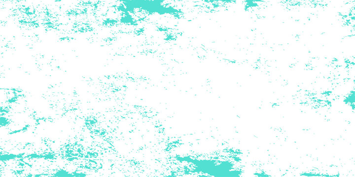 Teal grunge texture with distressed splatter effect on white background, abstract turquoise watercolor paint splashes
