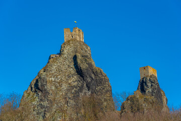 Trosky castle viewed during a winter day in Czech republic © dudlajzov