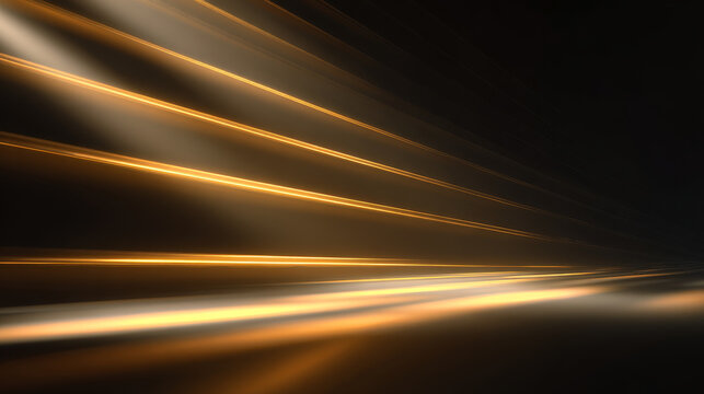 Dynamic golden light streaks move diagonally across a dark background, creating a futuristic and energetic visual effect. Abstract glowing lines evoke speed, innovation, and modern technology