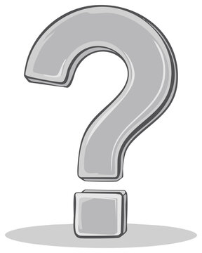 Bold silver question mark symbol with a shaded outline indicating depth and inquiry
