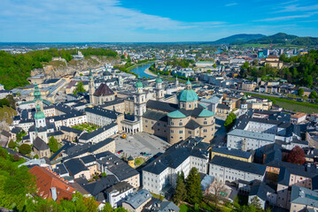 Fototapeta premium Panorama view of Salzburg from Hohensalzburg fortress, Austria