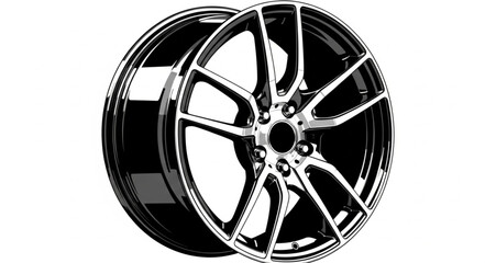 Obraz premium Black Car Wheel Closeup.