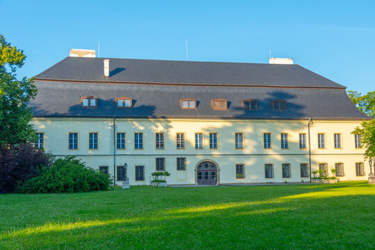 Sunset view of Kinsky palace in Valasske Mezirici, Czech republi