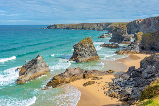Summer day at Bedruthan Steps in England