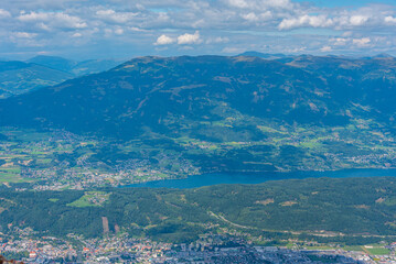 Fototapeta premium Panorama view of Spittal an der Drau and Millstatter see lake in