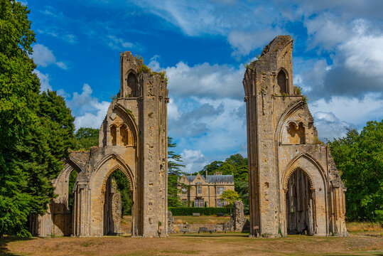 Summer day at Glastonbury Abbey in England