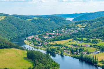 Naklejka premium Solenicka podkova meander of Vltava river in Czech republic