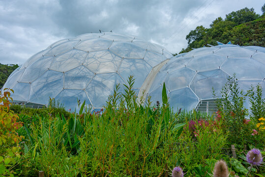 Greenhouse complex at Eden project in Cornwall, England