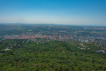 Obraz premium Panorama view of Pecs from Tv tower in Hungary