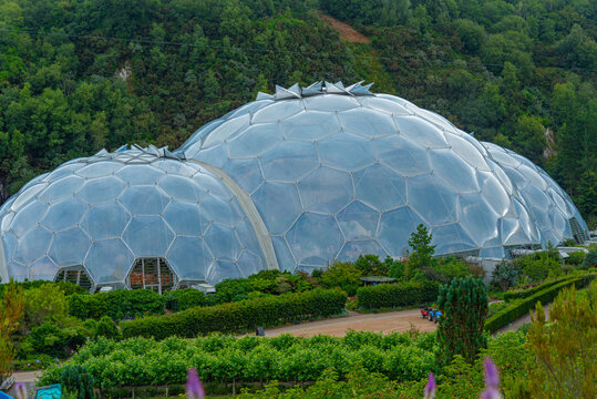 Greenhouse complex at Eden project in Cornwall, England