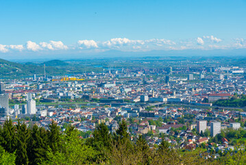 Naklejka premium Panorama view of Linz from Postlingberg, Austria