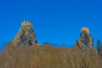 Trosky castle viewed during a winter day in Czech republic © dudlajzov