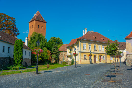 View of a narrow street in Koszeg, Hungary