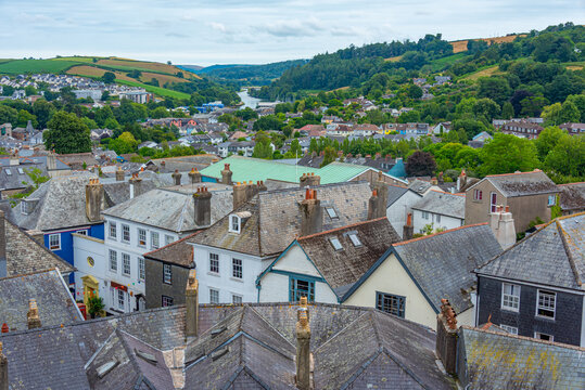 Panorama view of English town Totnes