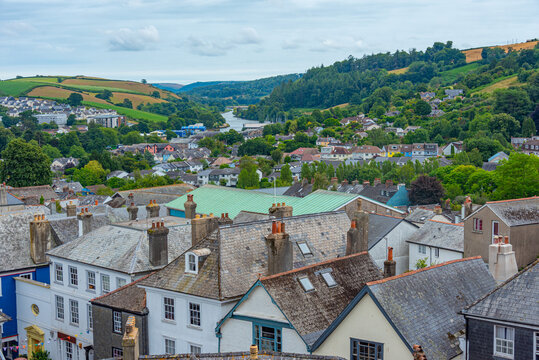 Panorama view of English town Totnes