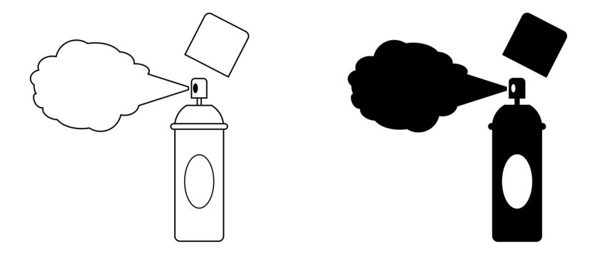 Ilustraci&oacute;n de spray atomizador en blanco y negro. Conjunto de iconos de higiene y salud. Vector para sitio web, tienda, app, folleto y otros.