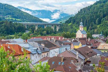 Panorama view of Austrian town Gmund in Karnten