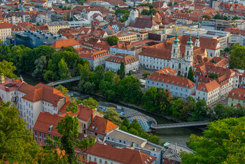 Obraz premium Aerial view of Austrian town Graz
