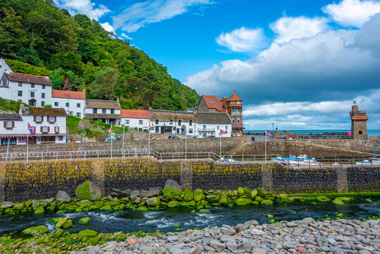 Promenade in Lynmouth harbour in England