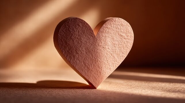 Perfect paper heart with shadow on surface
