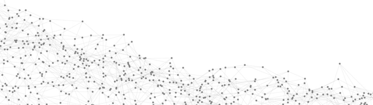 Abstract technology background with dots connected by lines forming a minimalist mesh and plexus shape. Futuristic digital network design for data, science, innovation, and modern web projects.