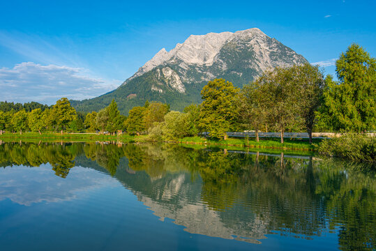 Sunrise view of Grimming mountain in Austria