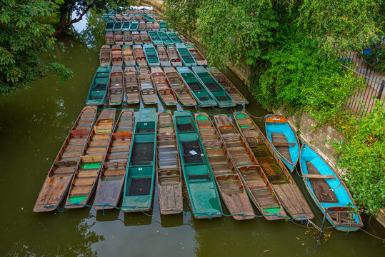Punting boats in Oxford, England