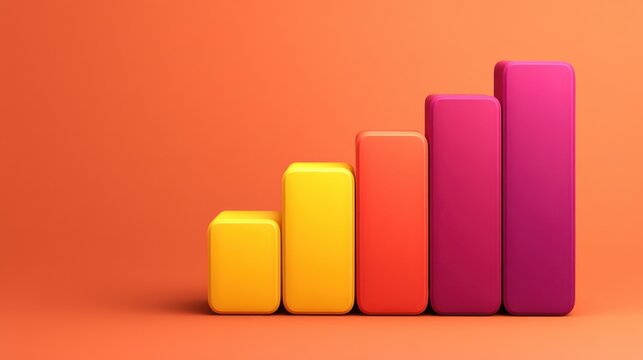 Colorful Bar Graph Representation of Growing Data Trends on a Vibrant Background for Business or Marketing Concepts