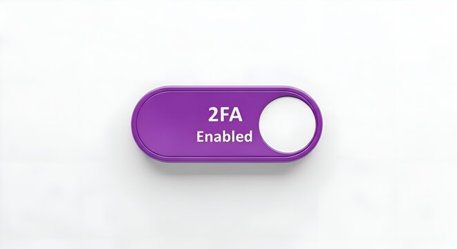 Authentication Toggle Button with Purple Switch and 2fa Enabled Text for Secure User Account Access and Digital Identity Protection Interface