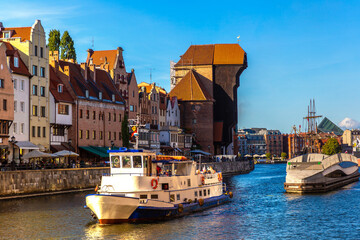 Fototapeta na wymiar Cruise tour ship in Gdansk in a sunny day, Poland