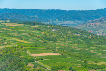Fototapeta premium Panorama view of Lower Austria from Gottweig monastery in Austri