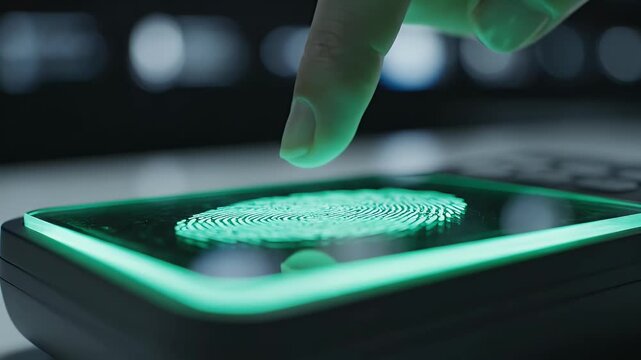 Gloved Finger Scanning Glowing Biometric Fingerprint Security Scanner