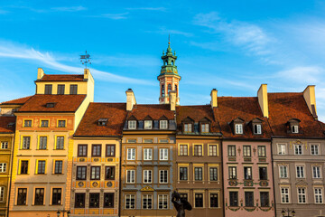 Fototapeta premium Old town sqare in Warsaw at sunset, Warsaw, Poland