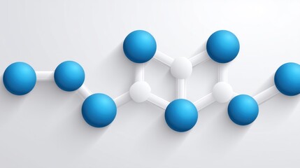 Obraz premium Abstract representation of molecular structure with blue and white spheres demonstrating chemical bond connections