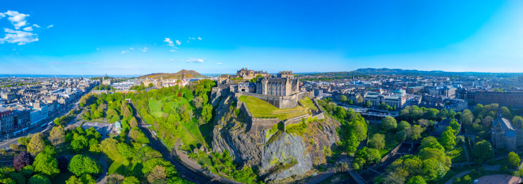 Aerial view of Edinburgh castle in Scotland