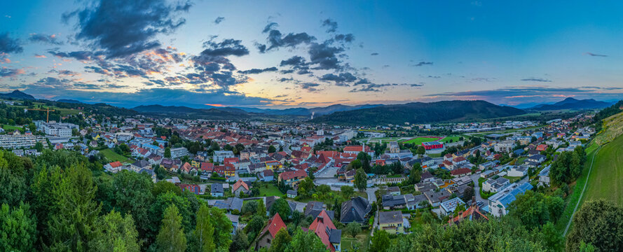 Sunrise view of St. Veit an der Glan in Austria