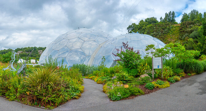 Greenhouse complex at Eden project in Cornwall, England