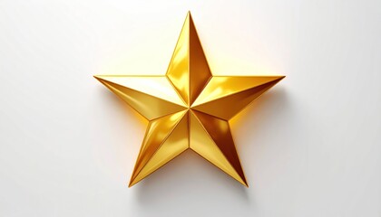 Obraz premium Shiny Golden Star on White Background - Symbol of Excellence.