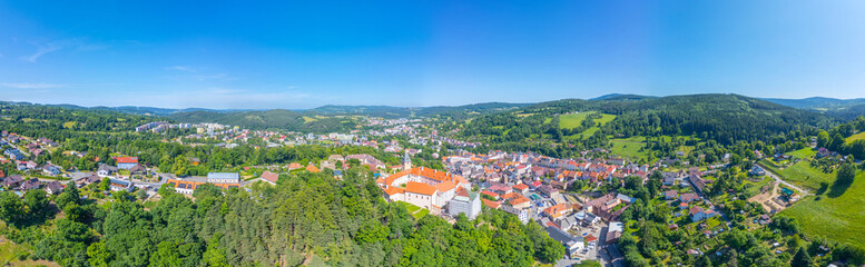 Fototapeta premium Panorama view of Vimperk town in Czech republic