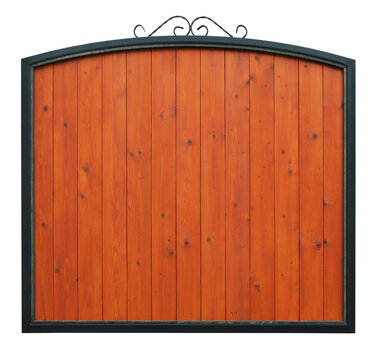 Rustic Wooden Garden Gate with Wrought Iron Arch door fence of boards