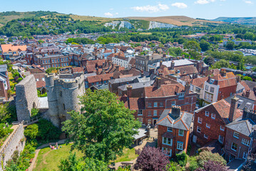 Obraz premium Panorama view of English town Lewes