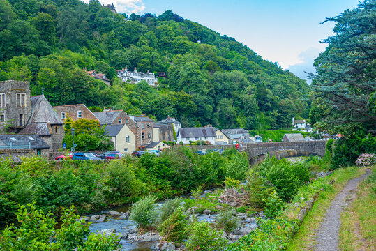 Promenade in Lynmouth harbour in England