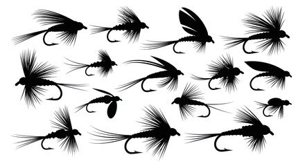 Silhouette Fly Fishing Lures Collection - Realistic Insect Imitations for Angling